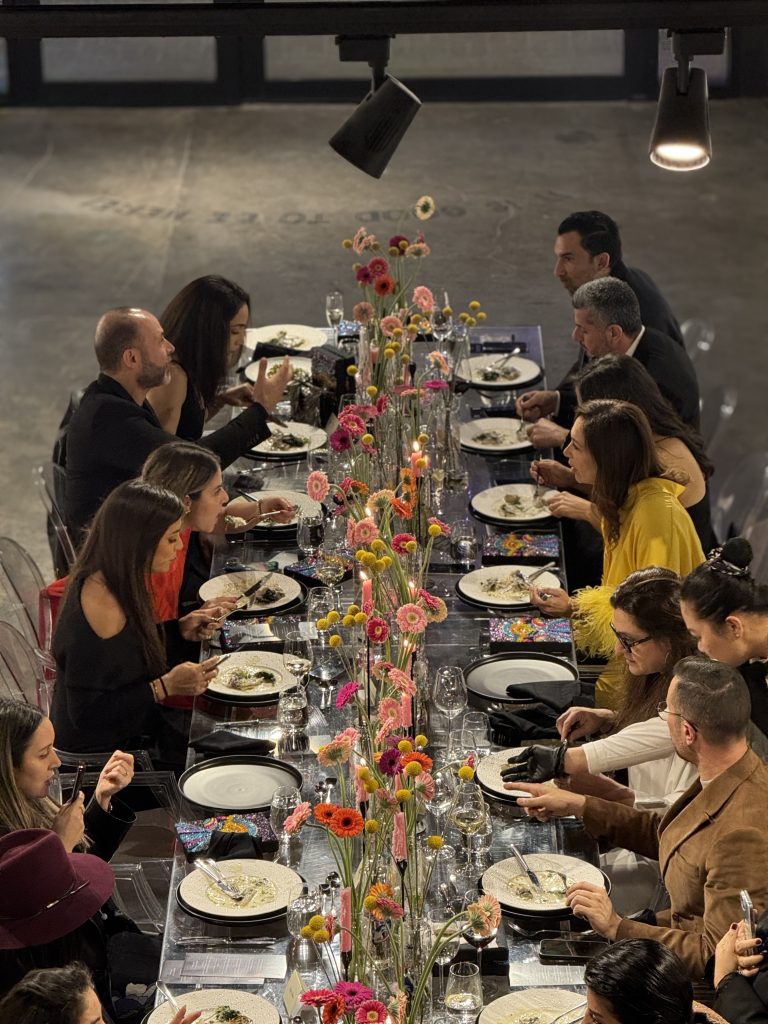 Dinner party at event with fine dining meals