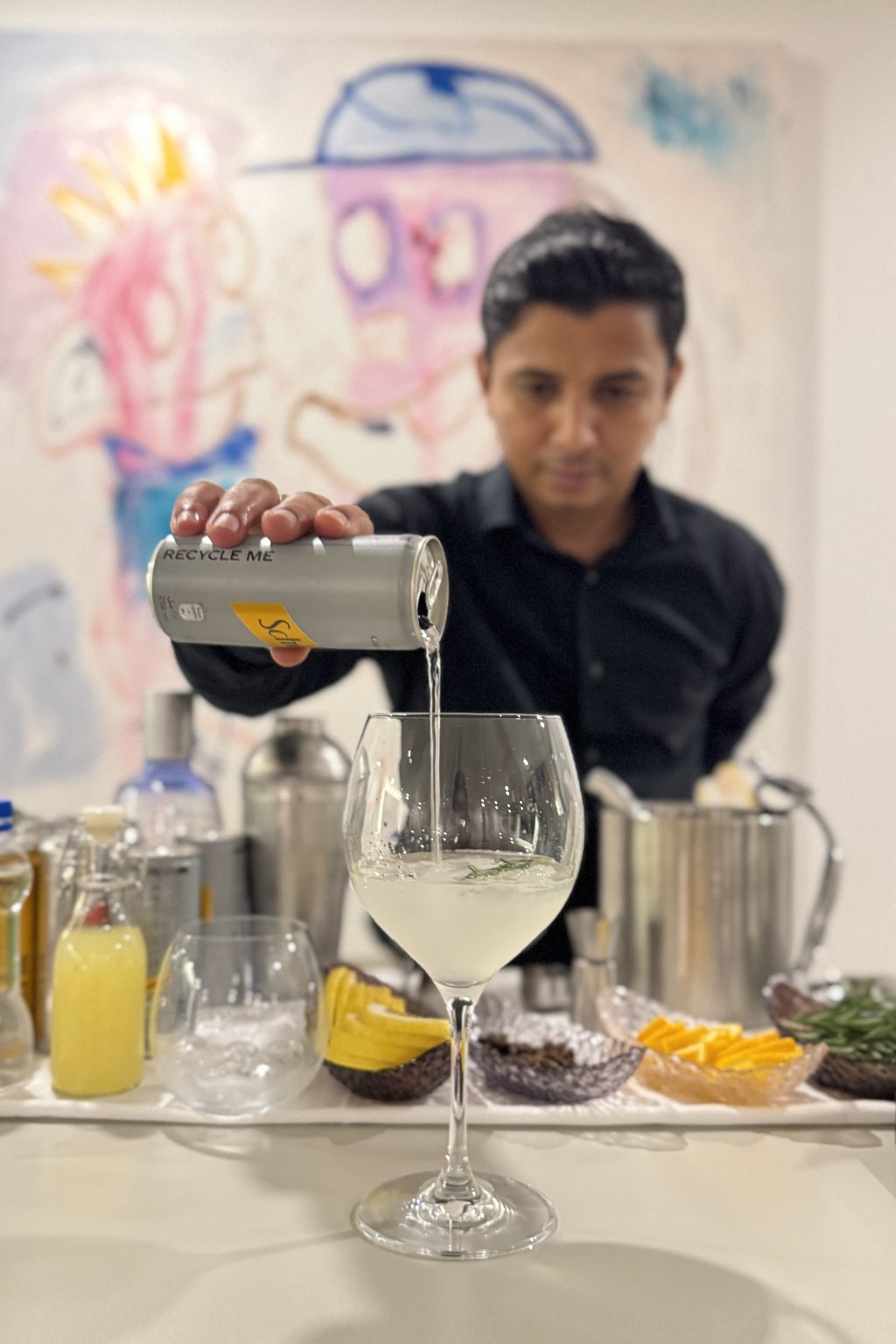 Bartender mixing drink