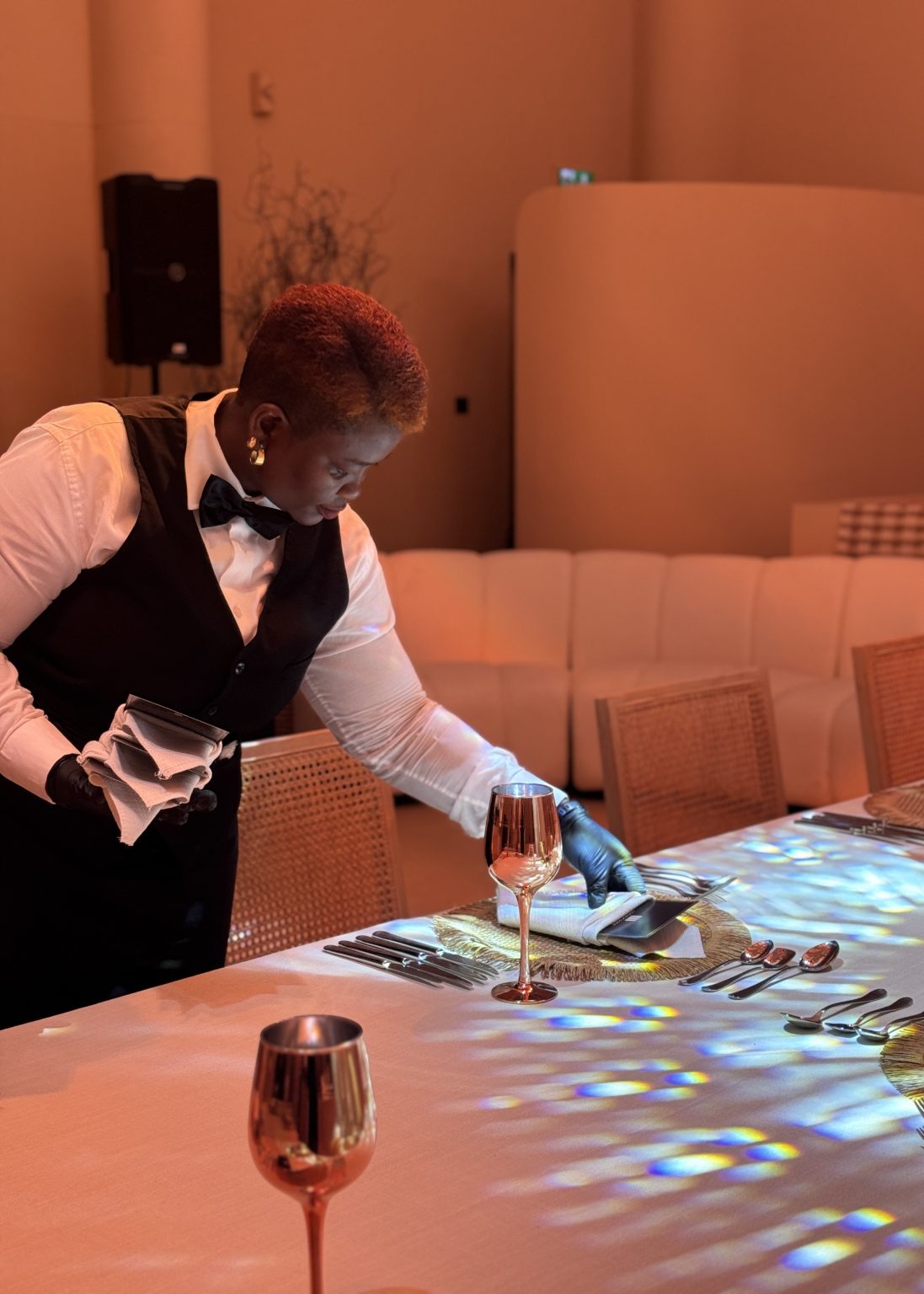 Setting up Christmas Table