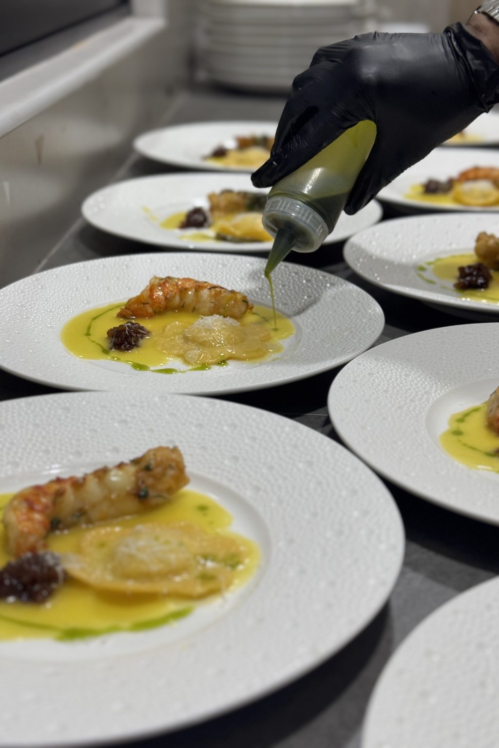 Lobster ravioli dish